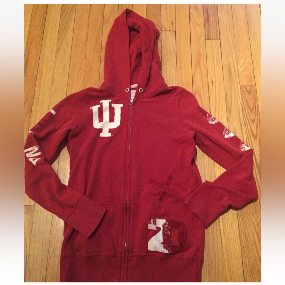 Victoria's Secret PINK Indiana University Football Distressed Full Zip Hoodie M